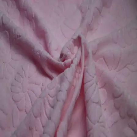 Pink jacquard embossed crepe crystal super soft decorative pattern fabric embossed velvet fabric
