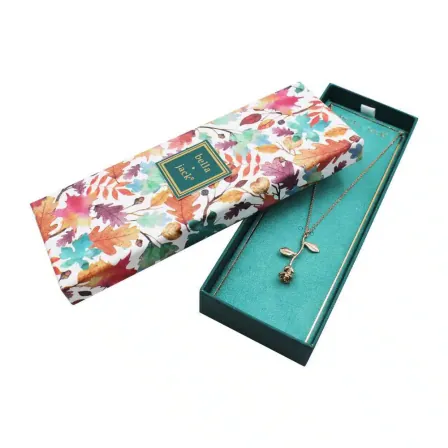 Customized Luxury Jewelry Necklace Box with Stick Cards HB047-Haosung