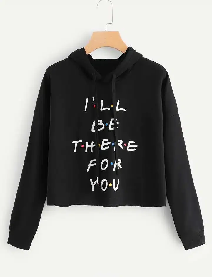 Hot selling womens alpha-printed hoodie with long sleeves