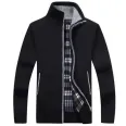 custom Mens long zipper knit with thick sleeves and fleece style sweater jacket large size