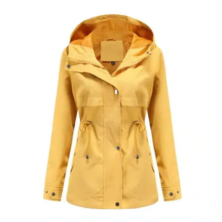 Trench coat Medium long hooded coat with waist closed outdoor waterproof raincoat