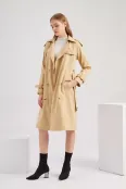 European size trench coat Womens long waist cotton fashion coat