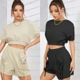 Womens casual backless knotted top and shorts suit