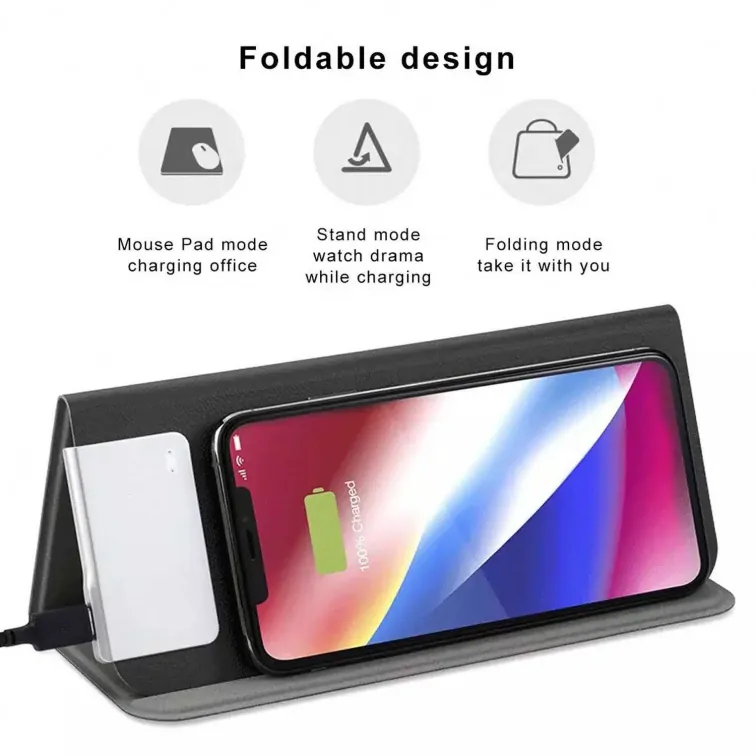 Foldable mousepad wireless charger