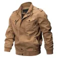 Mens casual cotton military jacket outdoor loose overalls with a large size