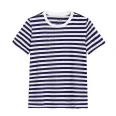 Womens cotton striped T-shirt India cotton T-shirt  woven round neck short sleeve T-shirt