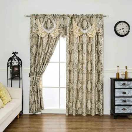 Window Curtain Attached Valance Taffeta Backing &amp; Tie Back