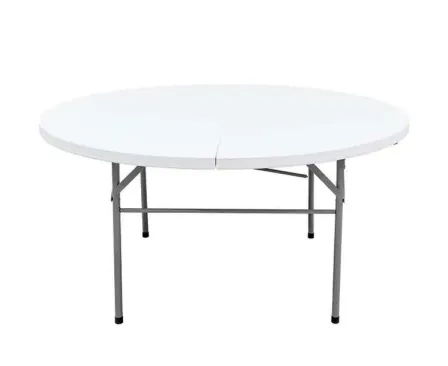 5-Foot Round Bi-Fold White Plastic Folding Table