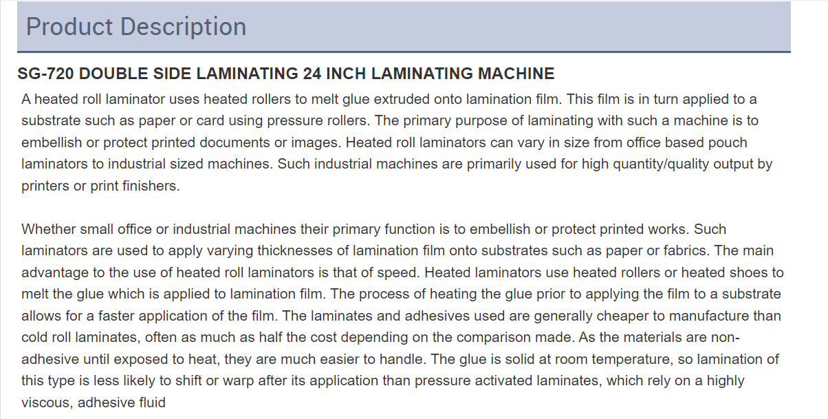 SG-720 Heavy A1 A2 Size Paper Laminating Machine Thermal Film Lamination Machine With Belt Feeding