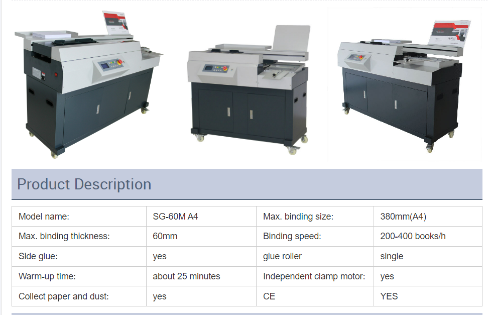 SG-60M A4 most popular automatic paper glue binding machine