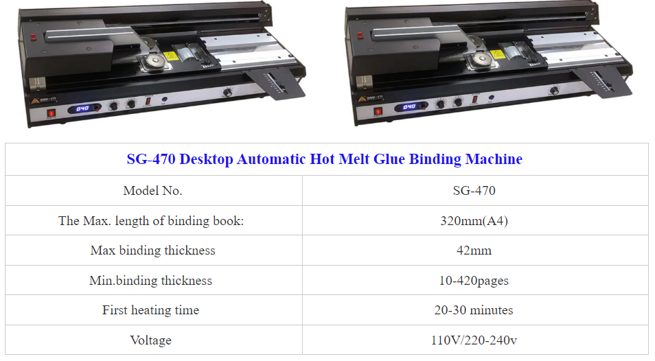 SG-470  SIGO brand desktop semi automatic glue binding machine