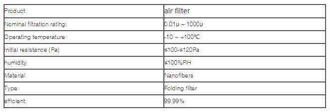 non woven fabric Air Cleaner Filter Element Bag Type for Dust Removal
