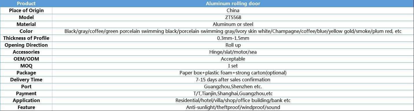 aluminum roller shutter door