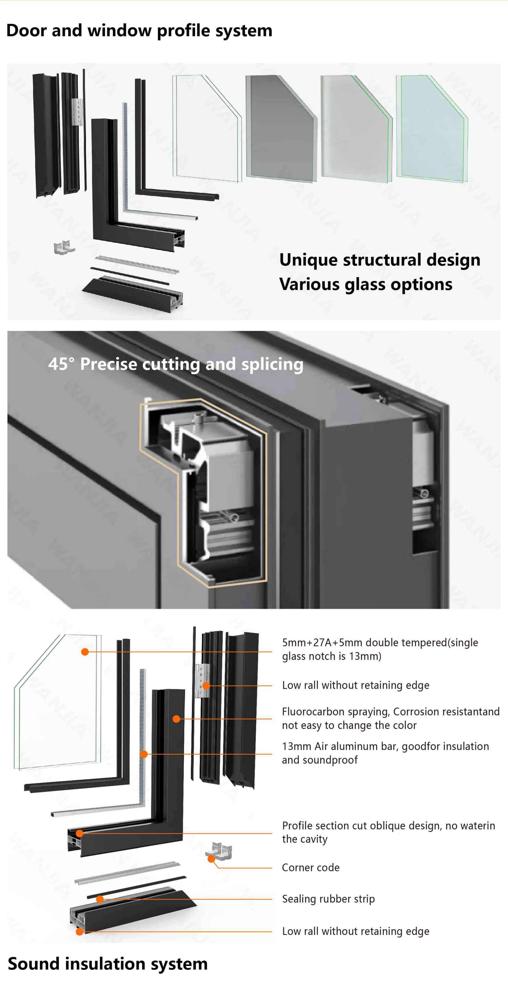 Simple Design Fenetre Aluminum Glass Sliding Window