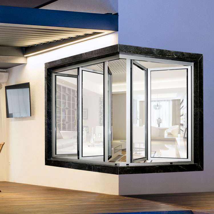 High quality Double Tempered Glass Folding Clear Window