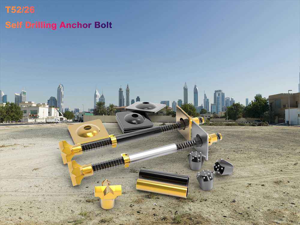 Top Fashion Hollow Anchor System Full Threaded Steel Self Drilling Bat Bar Rock Bolt T52/26