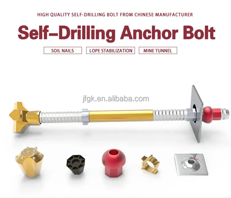 Top Fashion Hollow Anchor System Full Threaded Steel Self Drilling Bat Bar Rock Bolt T52/26
