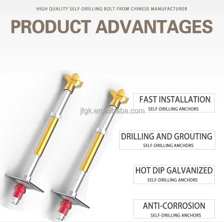 Self Drilling Anchor T30 T40 T52 Self Drilling Rock Micropiles Vs Piles Steel Anchor Bolt