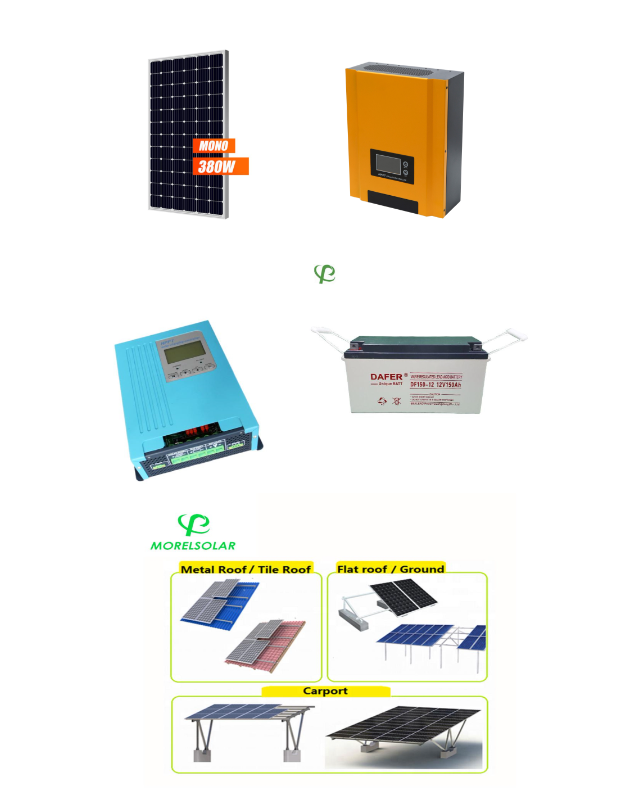 Morel easy installation 5kw 6kw 8kw 10kw off grid solar power system with battery backup