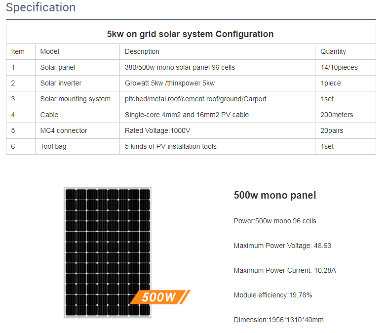 Morel renewable energy solar pv system 5kw 10kw 20kw on-grid home use solar panel power system