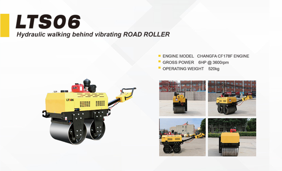 Hand-Pushed Road Roller Using Vertical Direct-Spray Air-Cooled Engine