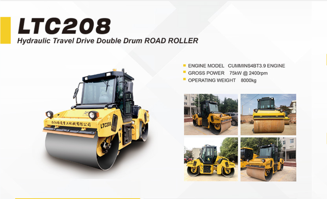 for Sale China New Road Roller Ltc208 8t Double Drum Vibratory Rollers