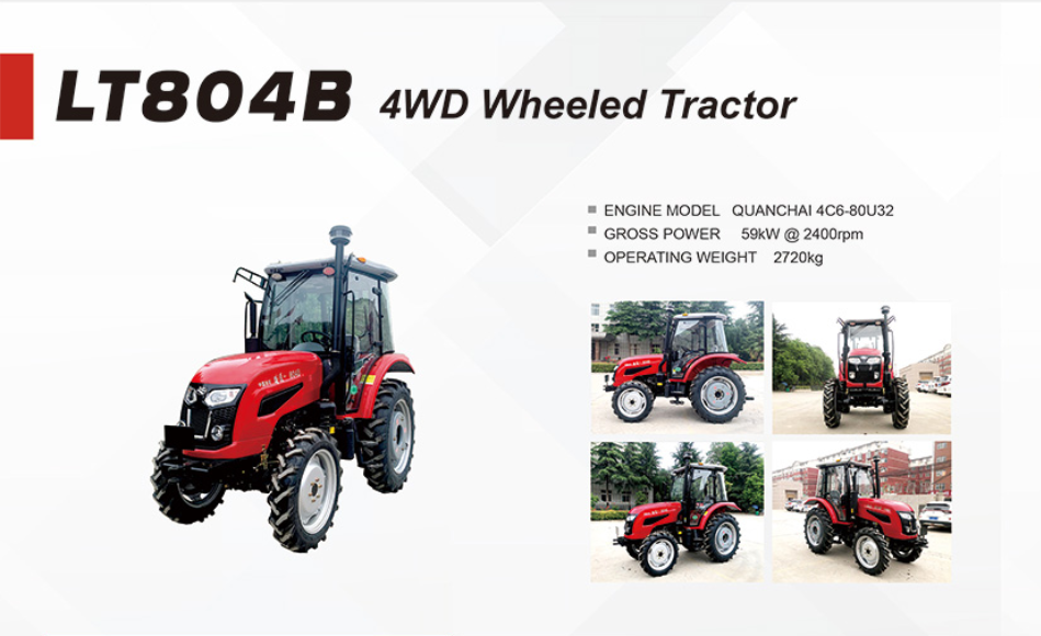 China Tractor Good Price 80HP 4 Wheeled Drive Red Garden Tractor/Farming Machinery