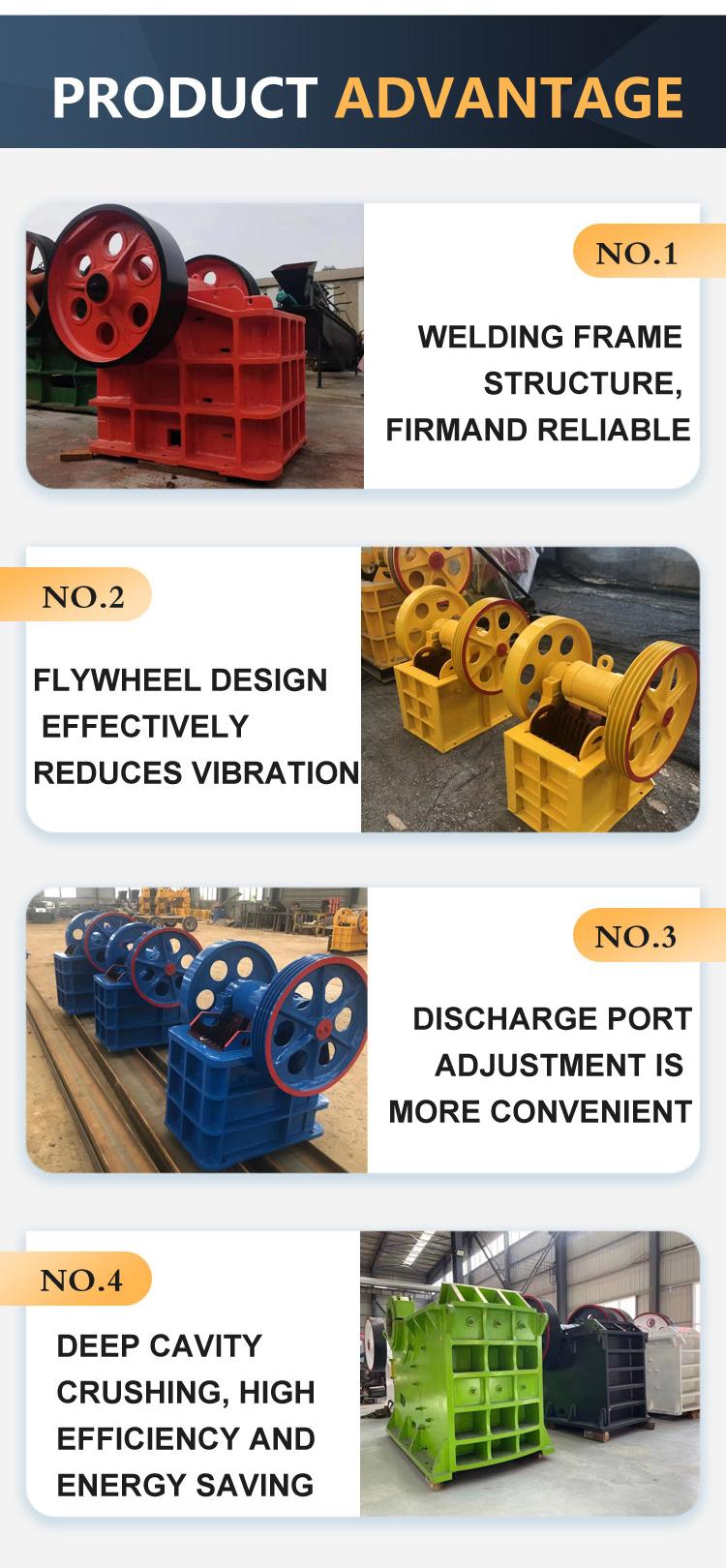 Jaw crusher for crushing stone, gravel, sand, and gravel, ore, granite, lime, and stone