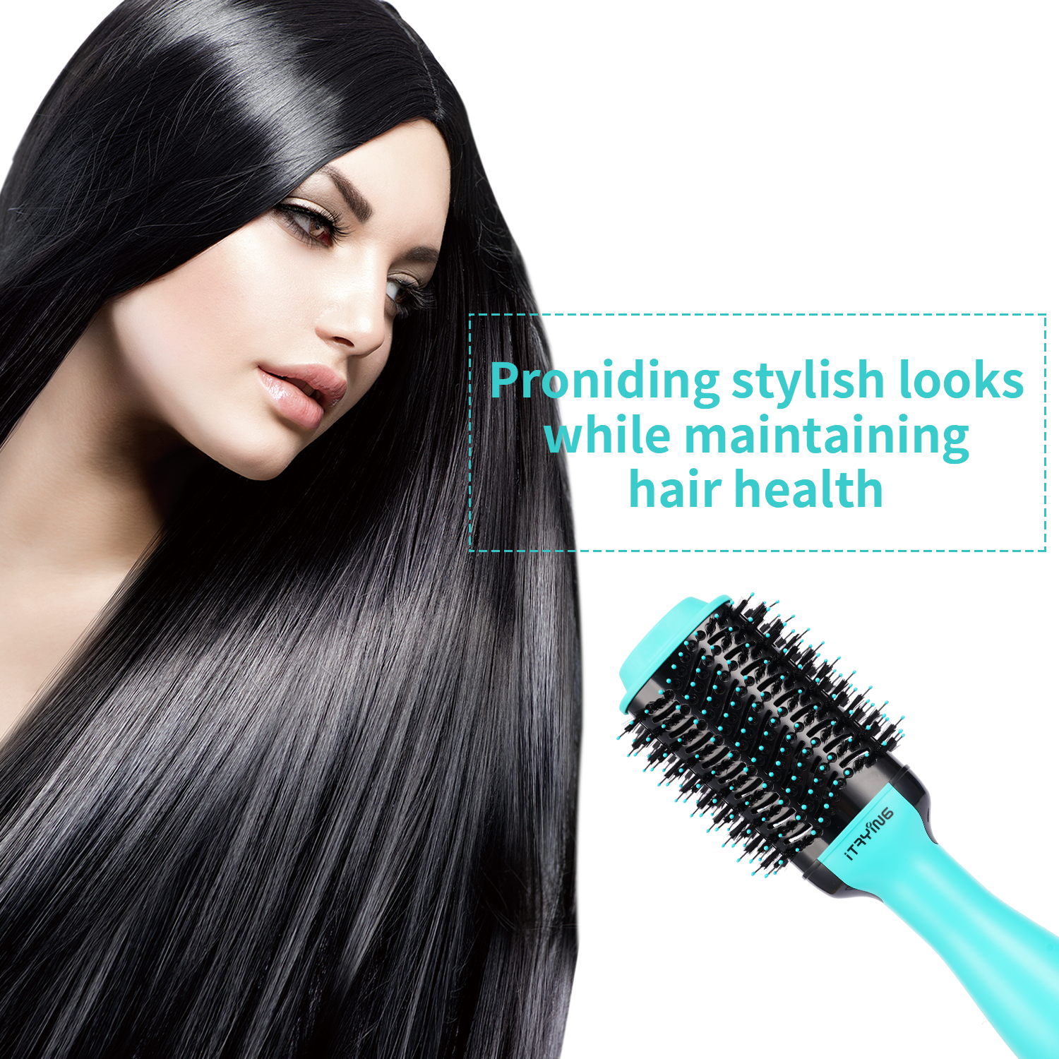 Hair Dryer and Styling Blow Dryer Professional Salon Hot Air Brush and 3-in-1 Straightening&Curving Brush