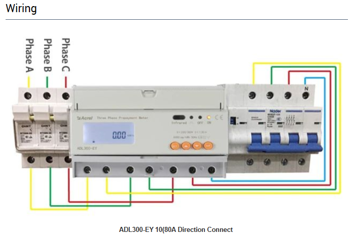 Acrel  ADL300-EYNK din rail mounted three phase energy meter 3P4L prepaid power meter RS485 communication kwh meter