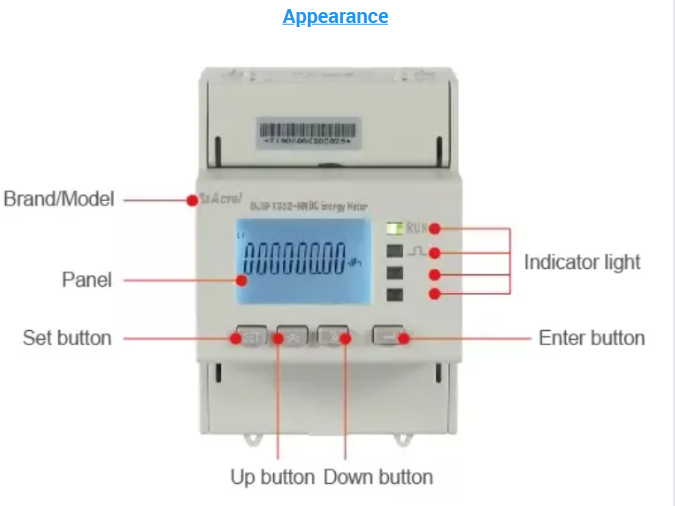 DJSF1352-RN RS485 DC power meter EV charging piles 60KW energy meter LCD display DC energy meter