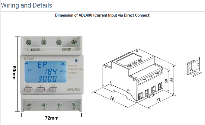 Acrel ADL400N-CT 120/240V power meter digital LCD display energy meter with Modbus-RTU protocol RS485 communication