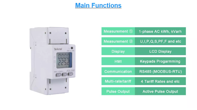 Acrel ADL200-C MID single phase energy meter LCD display kwh meter