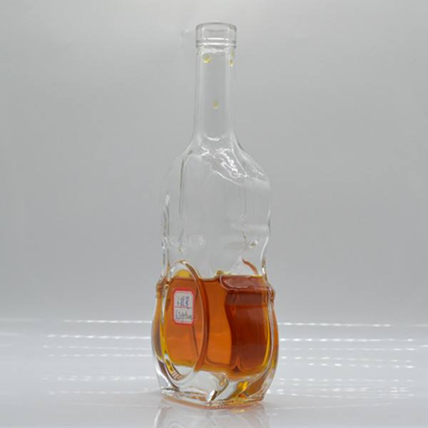 Premium Violin shaped Empty alcohol brandy whisky glass bottles Custom liquor 750ml vodka spirit glass bottles 500ml wholesale