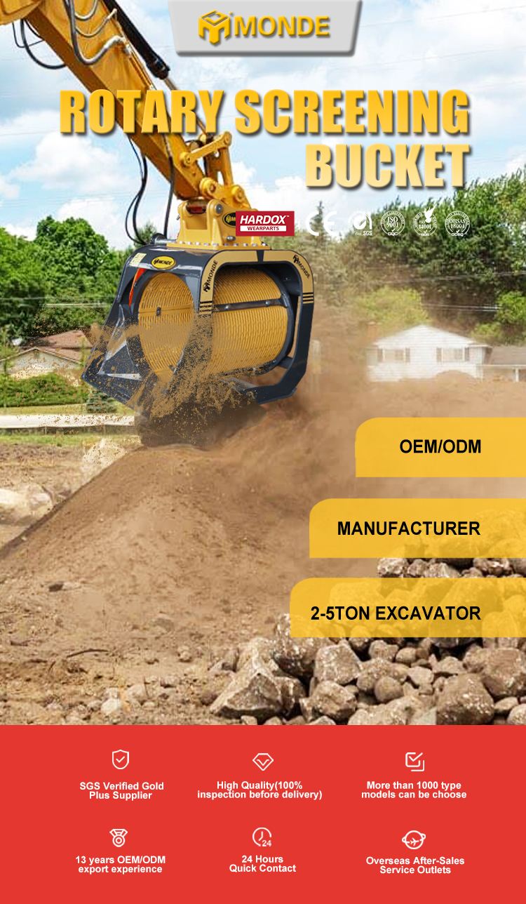 2-5 tons excavator rotary screening bucket excavator attachment