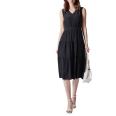 Wholesale Simply V Neck Sleeveless Fashion Solid Black Silk Midi Dress