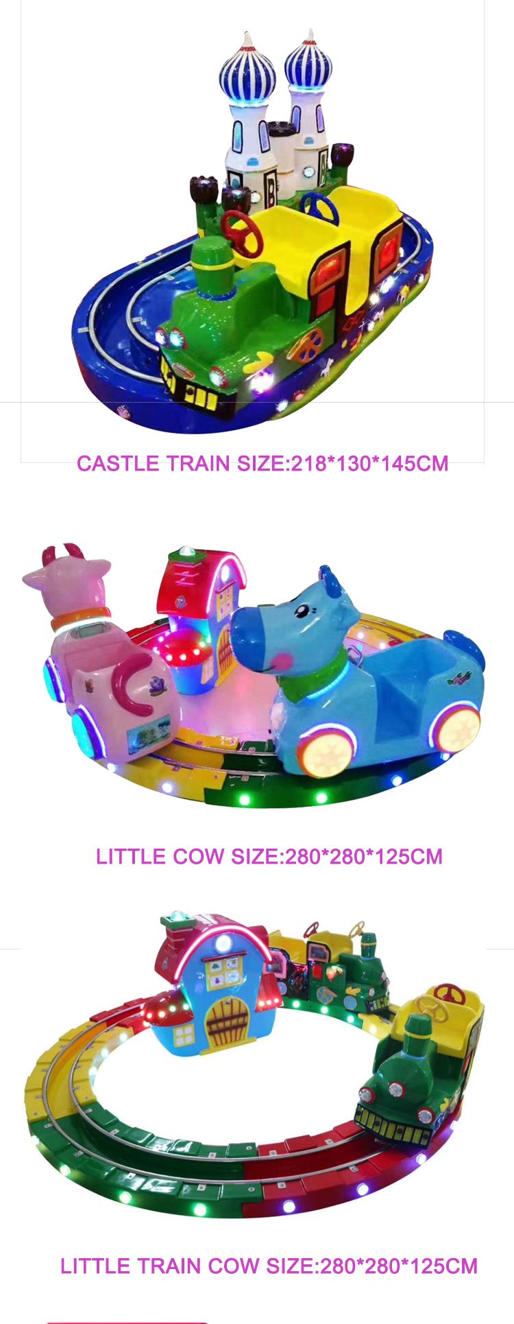 Amusement park coin operated  kids ride on railway train little castle train for sale