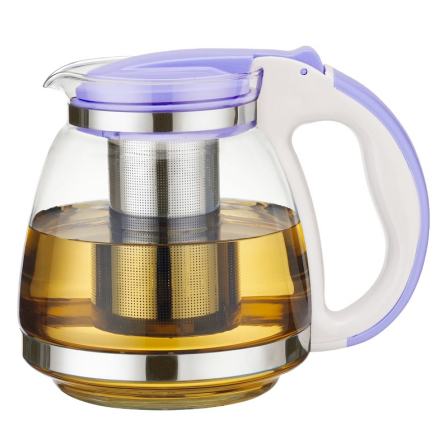 Big capacity 1500ml & 2000ml 5 color  heat resisting clear glass coffee & tea pot with infuser