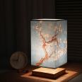 Chinese Style Creative table lamp square wooden night retro simple table lamp Japanese bedroom bedside decorative lamp