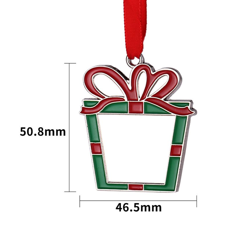 Personalized Pattern Metal Present Case Xmas Tree Ornament Sublimation Gift Box Christmas Ornament