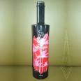 750ml 25oz round black frosted glass wine bottle Customized vodka bottle spirits alcohol beverage flint glass bottles