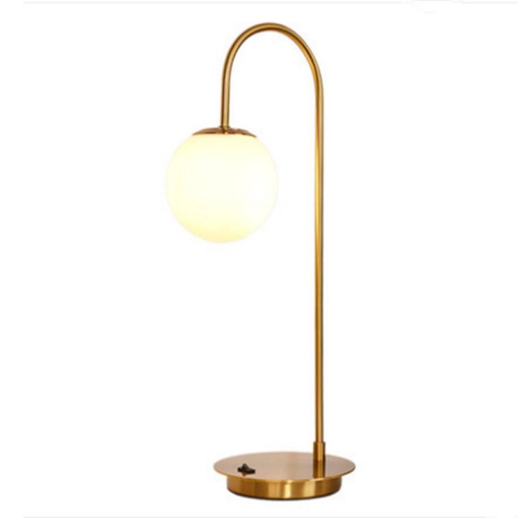 Nordic ins table lamp golden light luxury living room study post modern glass ball bedroom bedside lamp