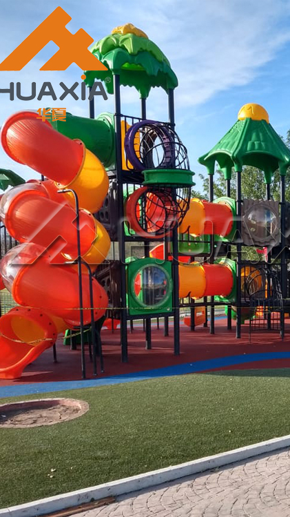 Plastic Wood Children Outdoor Playground Climbing Equipment Toy And Big Slide