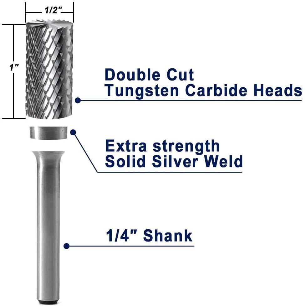 SA-5 Tungsten Carbide Burr Double Cut 1/4 Shank 6mm Head Carbide Rotary Burrs