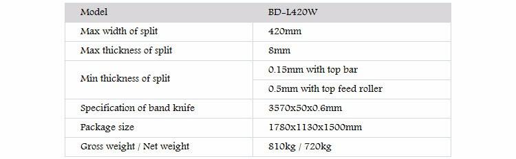 High Precision 420mm Width PLC Band Knife Leather PU PVC Splitting Machine BD-L420W