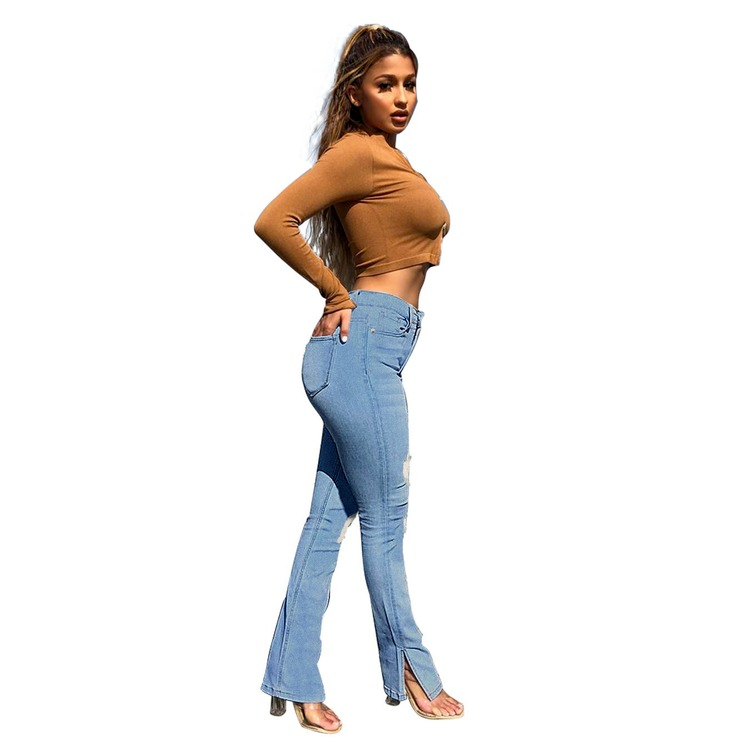 Women's Skinny Ripped Distressed Denim Pants Cute Stone Washed