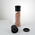 Wholesale 360ml manual adjustable set plastic PET black red cap clear bottle spices grinder shaker salt and pepper mill