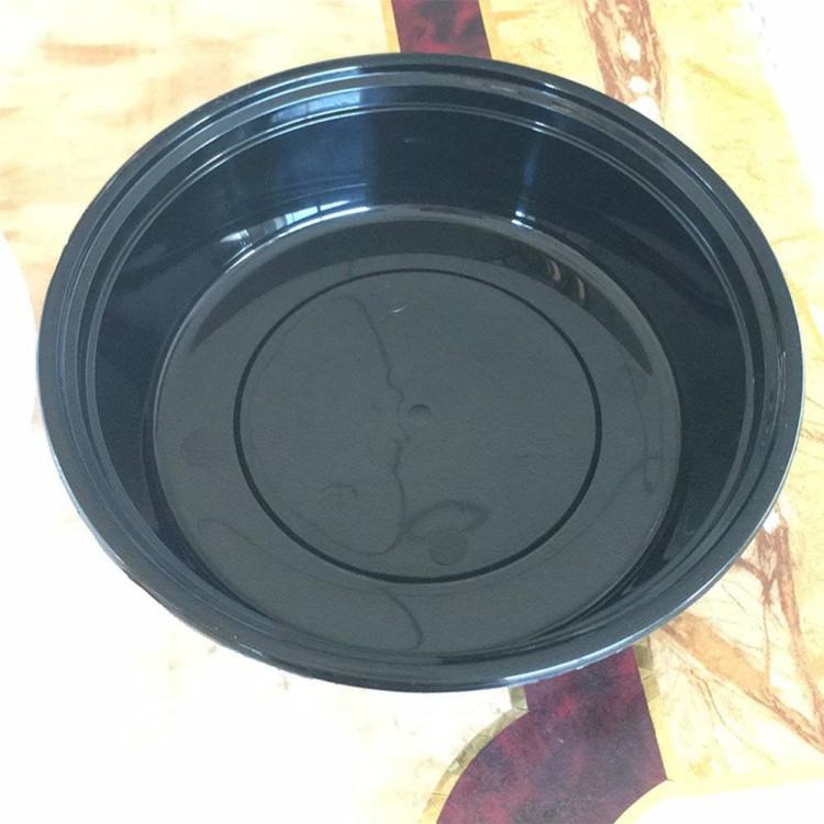 10pcs Black Healthy Round Disposable Lunch Box With Cover Food Container