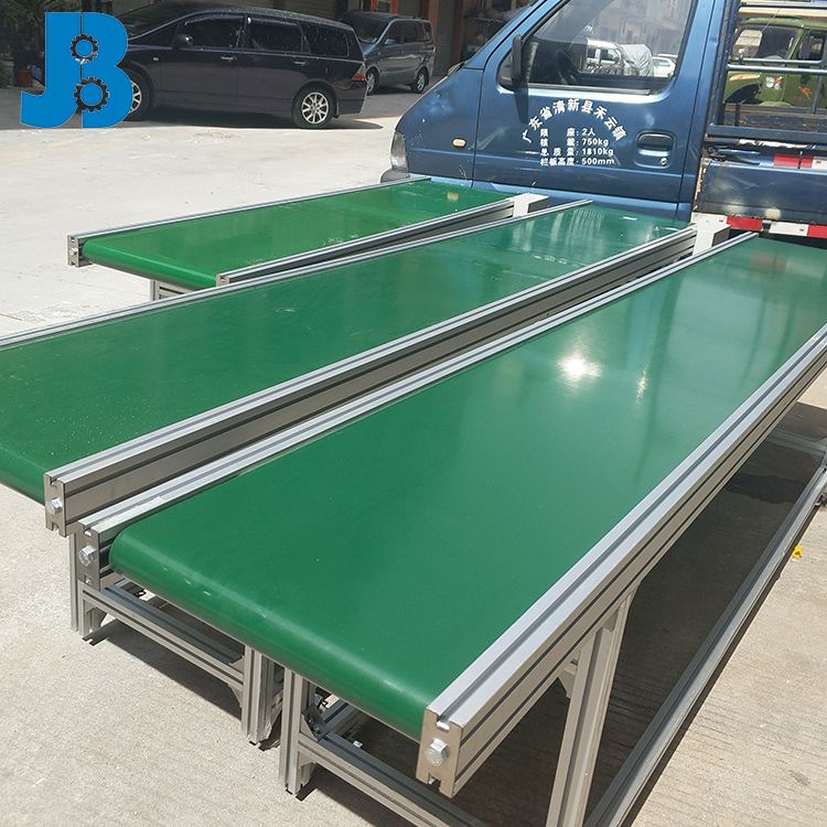 Attached independent working tables type belt conveyor assemble line for electronics