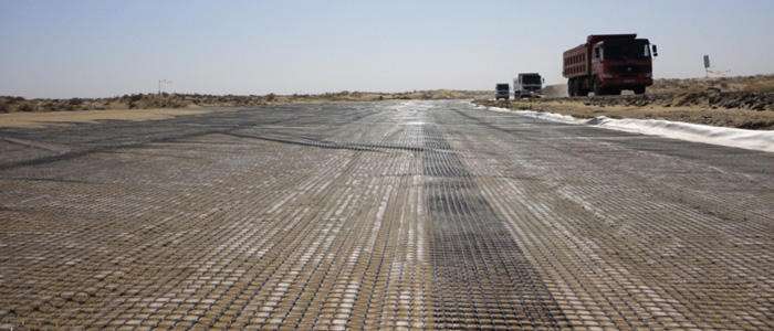 PP biaxial plastic geogrid 30KN for pavement base reinforcement